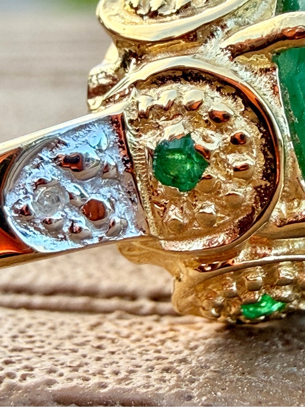 14K Yellow Gold Over Sterling Silver 3.22 CTW AAA Emerald & Diamond Ring Size 7 - Picture 8 of 14